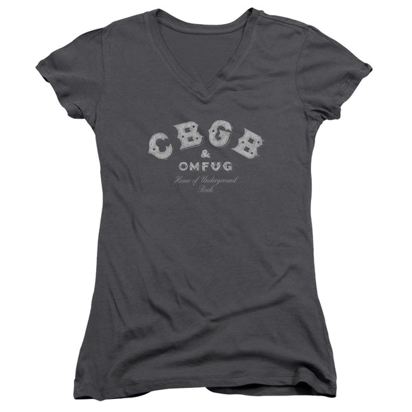 Cbgb - Tattered Logo Junior V Neck