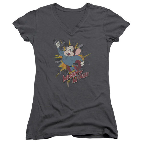 Mighty Mouse - Break Through Junior V Neck