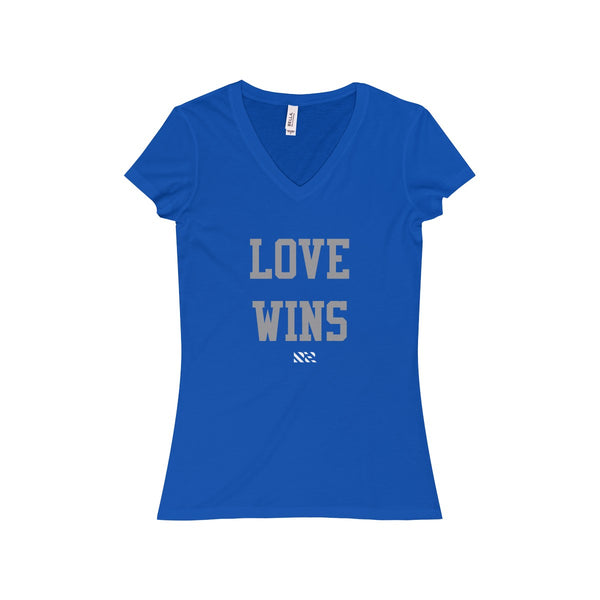 "LOVE WINS" Women's Jersey Short Sleeve V-Neck Tee