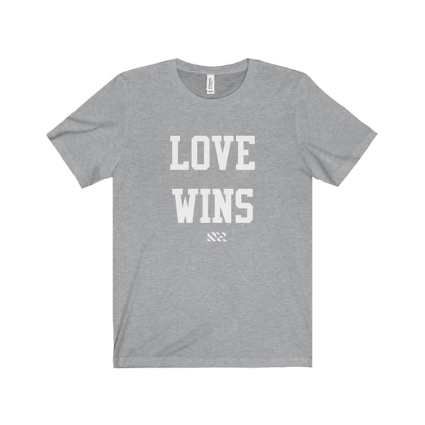 "Love Wins" (White Lettering) Unisex Jersey Short Sleeve Tee