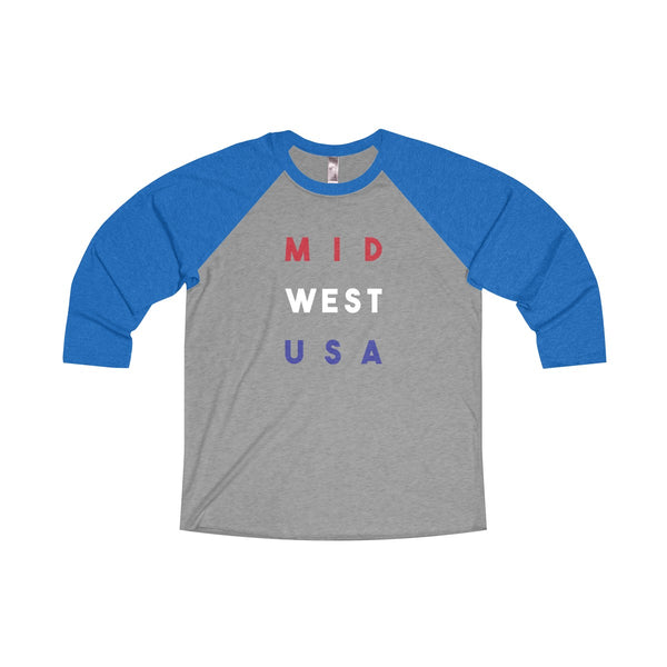 "MID WEST USA" Unisex Tri-Blend 3/4 Raglan Tee