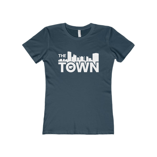 The Town "Skyline" (White) Women's The Boyfriend Tee