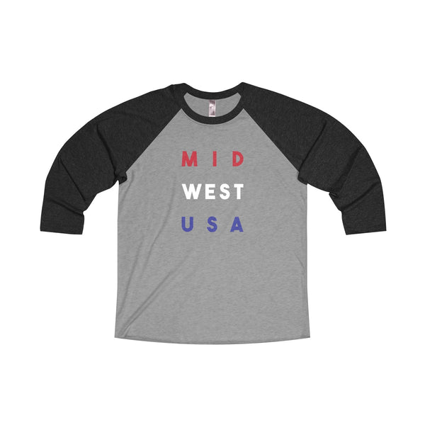 "MID WEST USA" Unisex Tri-Blend 3/4 Raglan Tee