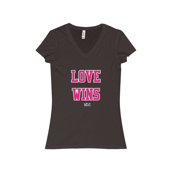 "LOVE WINS" Women's Jersey Short Sleeve V-Neck Tee