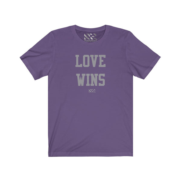 "LOVE WINS" (Gray) Unisex Jersey Short Sleeve Tee