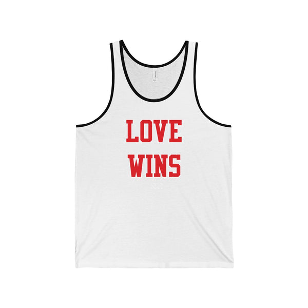 "LOVE WINS" (Red & White) Unisex Jersey Tank