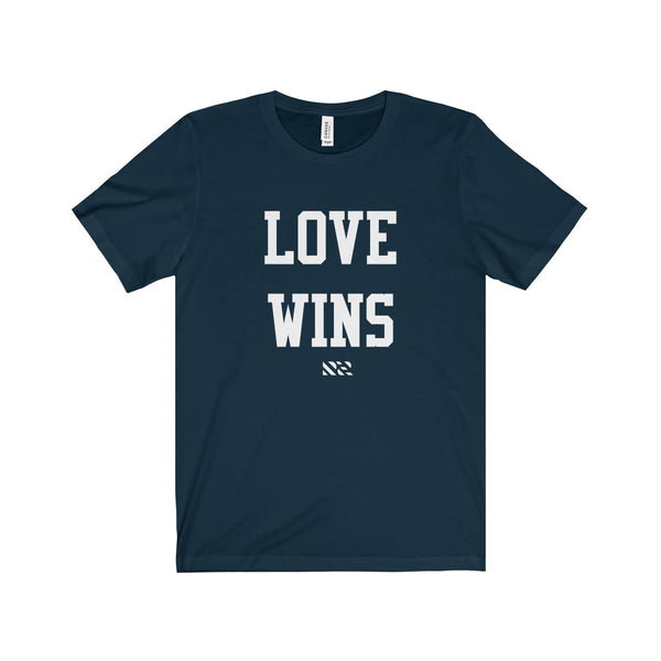 "Love Wins" (White Lettering) Unisex Jersey Short Sleeve Tee