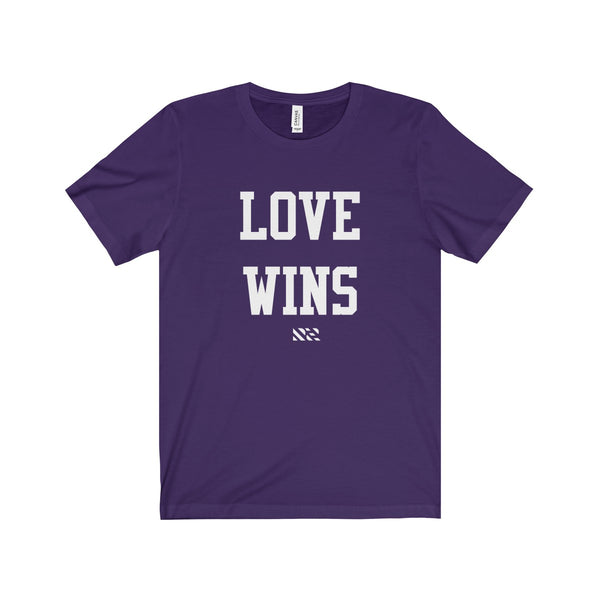 "Love Wins" (White Lettering) Unisex Jersey Short Sleeve Tee