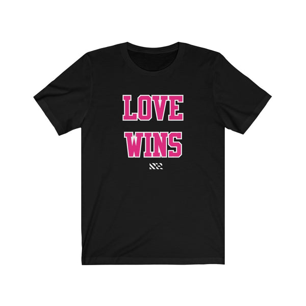 "Love Wins" (Pink & White ) Unisex Jersey Short Sleeve Tee