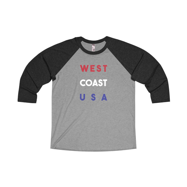 "WEST COAST USA" Unisex Tri-Blend 3/4 Raglan Tee