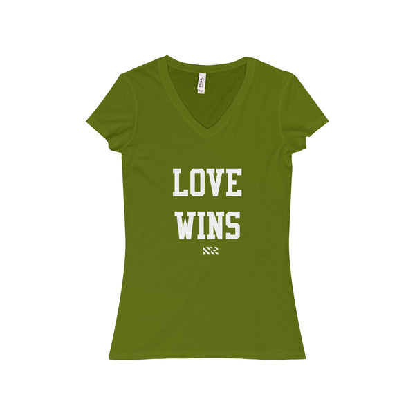 "LOVE WINS" Women's Jersey Short Sleeve V-Neck Tee