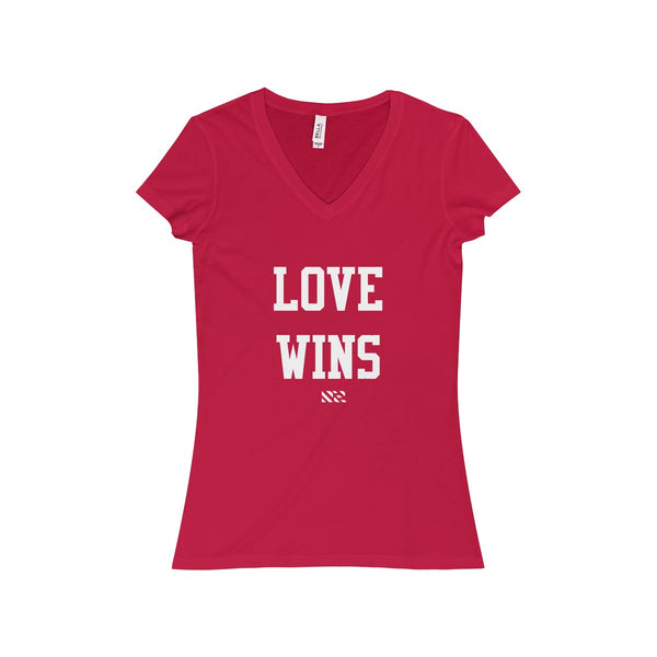 "LOVE WINS" Women's Jersey Short Sleeve V-Neck Tee