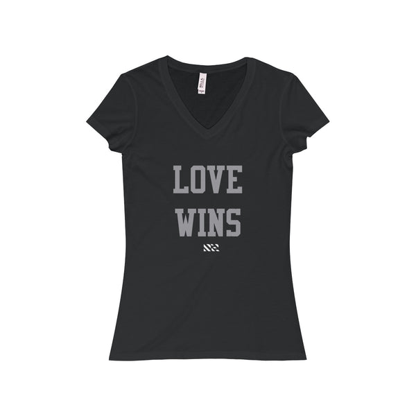 "LOVE WINS" Women's Jersey Short Sleeve V-Neck Tee