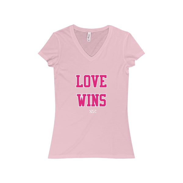 "LOVE WINS" Women's Jersey Short Sleeve V-Neck Tee