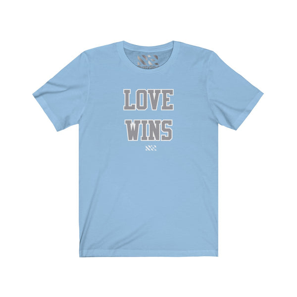 "LOVE WINS" (Gray & White) Unisex Jersey Short Sleeve Tee