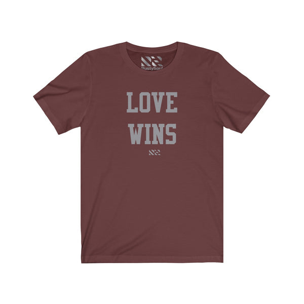 "LOVE WINS" (Gray) Unisex Jersey Short Sleeve Tee