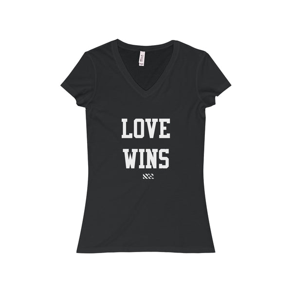 "LOVE WINS" Women's Jersey Short Sleeve V-Neck Tee