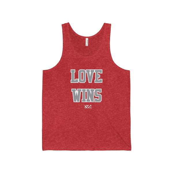 "LOVE WINS" (Gray & White) Unisex Jersey Tank