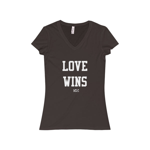 "LOVE WINS" Women's Jersey Short Sleeve V-Neck Tee