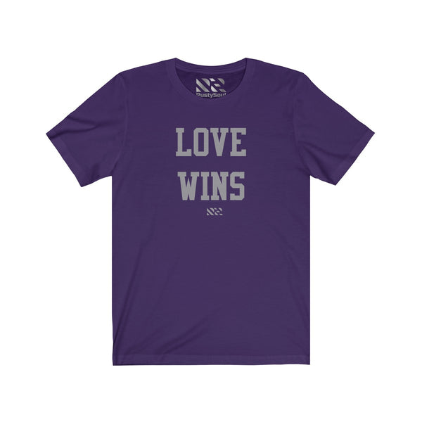 "LOVE WINS" (Gray) Unisex Jersey Short Sleeve Tee