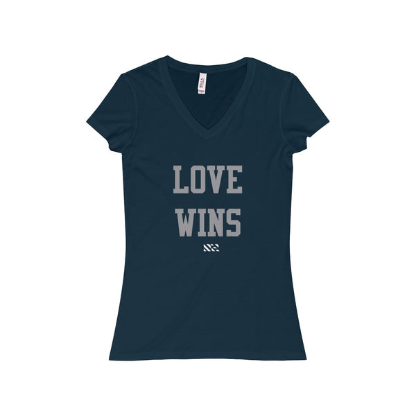 "LOVE WINS" Women's Jersey Short Sleeve V-Neck Tee