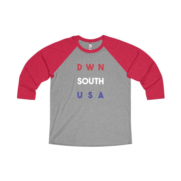 "DOWN SOUTH USA" Unisex Tri-Blend 3/4 Raglan Tee