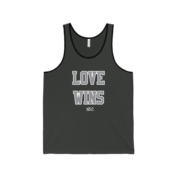 "LOVE WINS" (Gray & White) Unisex Jersey Tank