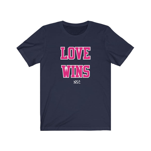 "Love Wins" (Pink & White ) Unisex Jersey Short Sleeve Tee