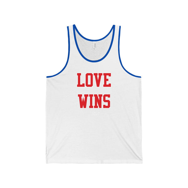 "LOVE WINS" (Red & White) Unisex Jersey Tank