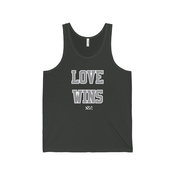 "LOVE WINS" (Gray & White) Unisex Jersey Tank