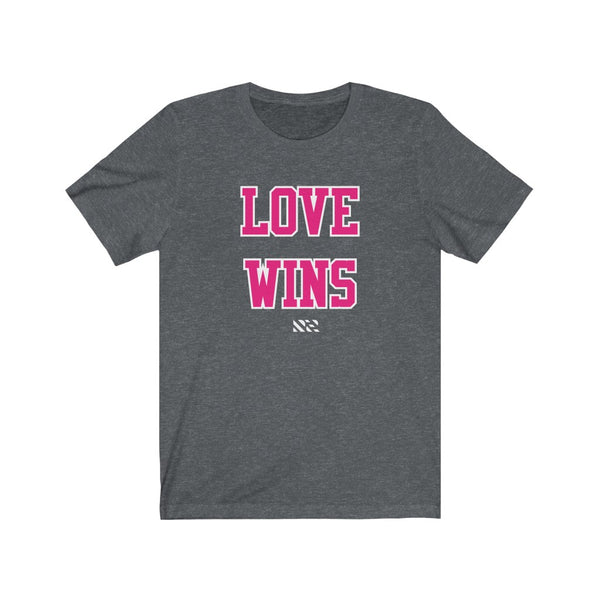 "Love Wins" (Pink & White ) Unisex Jersey Short Sleeve Tee