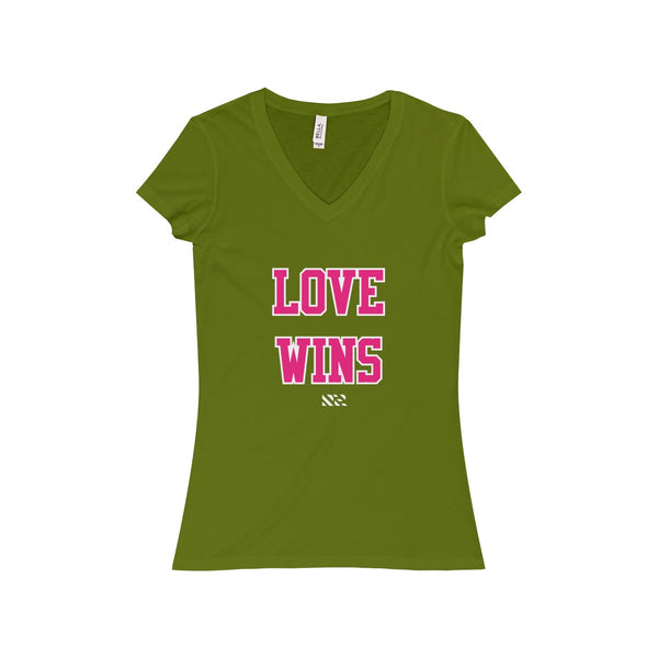 "LOVE WINS" Women's Jersey Short Sleeve V-Neck Tee