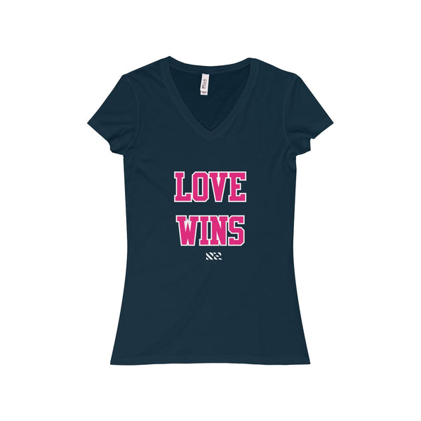 "LOVE WINS" Women's Jersey Short Sleeve V-Neck Tee