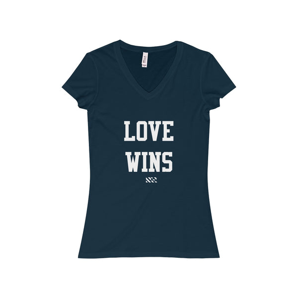"LOVE WINS" Women's Jersey Short Sleeve V-Neck Tee