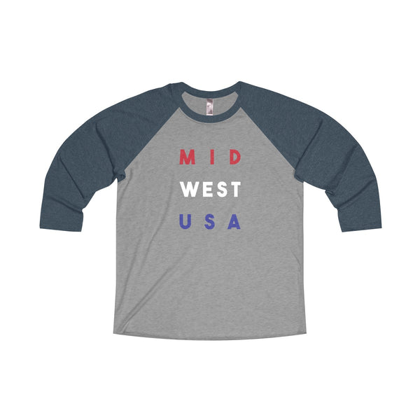 "MID WEST USA" Unisex Tri-Blend 3/4 Raglan Tee