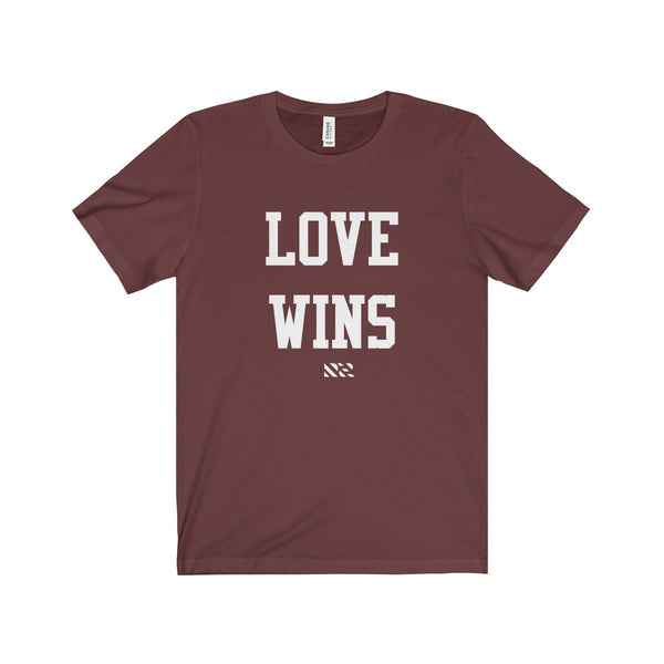 "Love Wins" (White Lettering) Unisex Jersey Short Sleeve Tee
