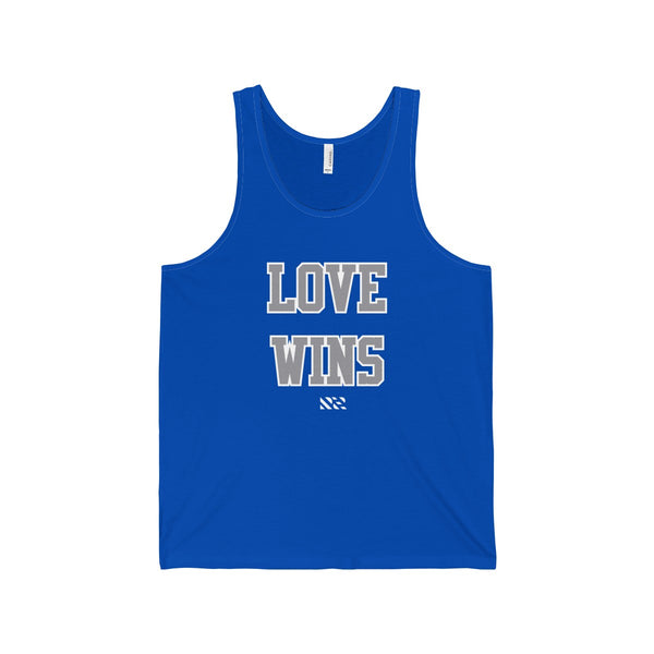 "LOVE WINS" (Gray & White) Unisex Jersey Tank