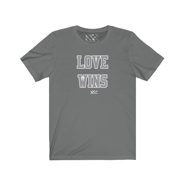 "LOVE WINS" (Gray & White) Unisex Jersey Short Sleeve Tee